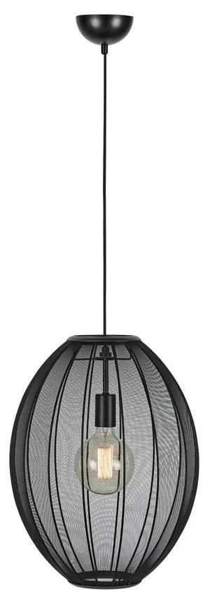 Czarna lampa wisząca z tekstylnym kloszem ø 40 cm Florence – Markslöjd