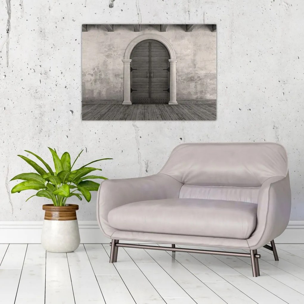 Obraz na szkle - Tajemnicze drzwi (70x50 cm)