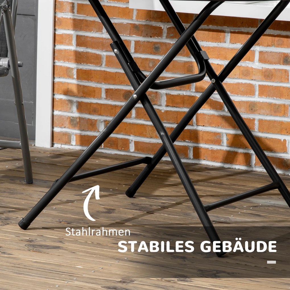 Outsunny Stół ogrodowy okrągły składany dla 4 osób efekt drewna ciemnoszary 80x80x73cm | Aosom PL