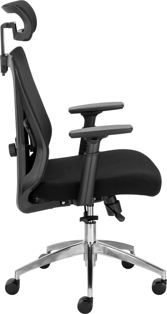 Fotel siatkowy z zagłówkiem regulowanym Ergobit Lux, zgodny z normą BHP