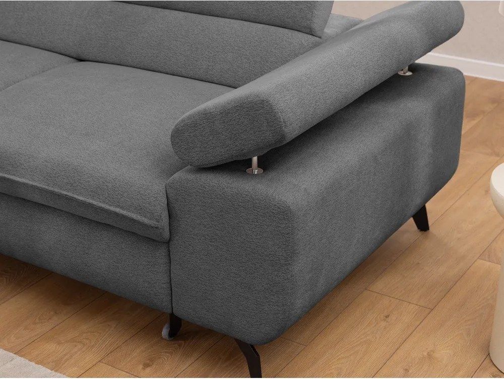 Szary narożnik z tkaniny szenilowej (lewostronny/w kształcie litery L) Marbeya – Ropez