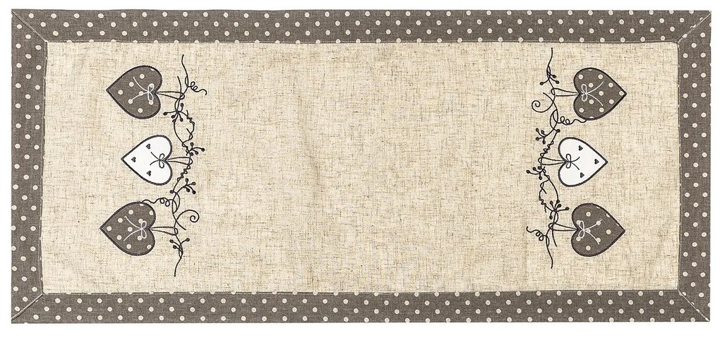 Bieżnik Serduszka kropka szary, 40 x 90 cm