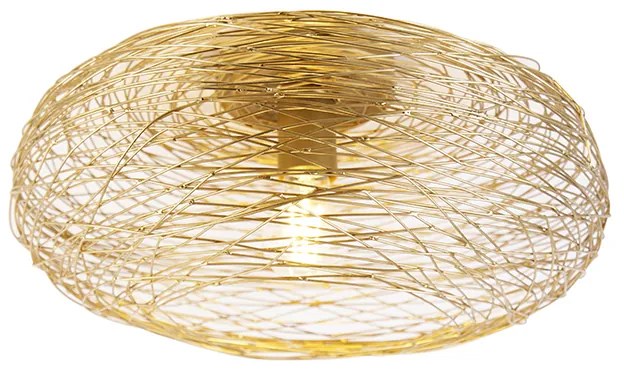 Designerska lampa sufitowa złota owalna - SarellaDesignerski Oswietlenie wewnetrzne