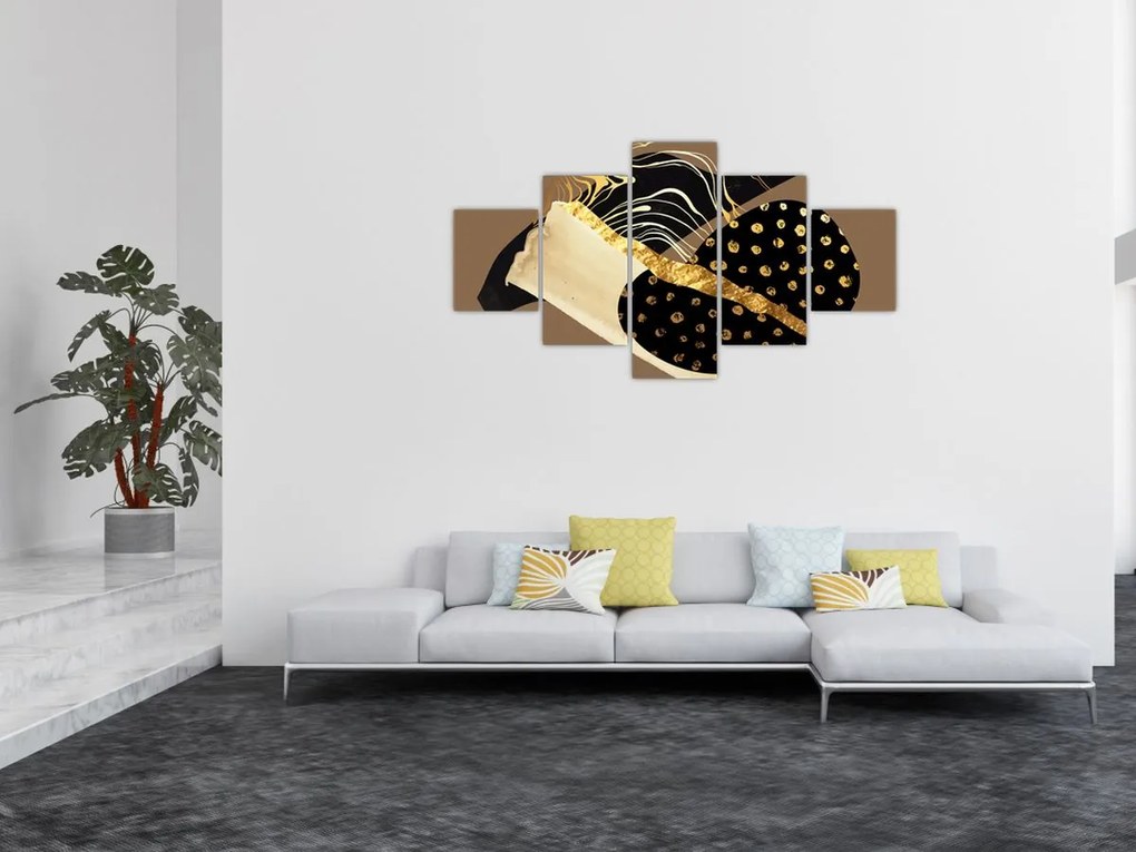 Obraz - Abstrakcja złotobrązowa N⁰1 (125x70 cm)