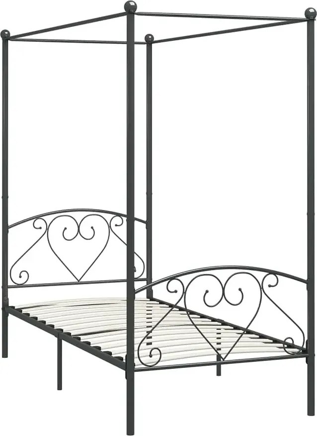 Szare metalowe łóżko z baldachimem 100x200 cm L2-Z11