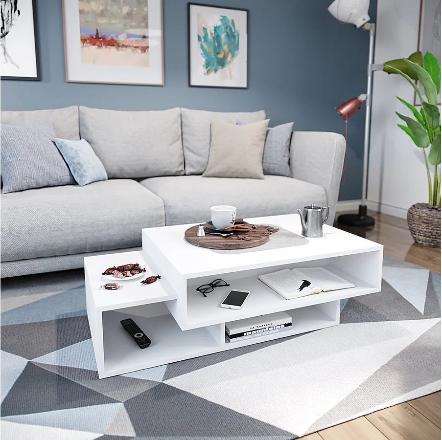 Stolik kawowy biały 105x60x32 bari