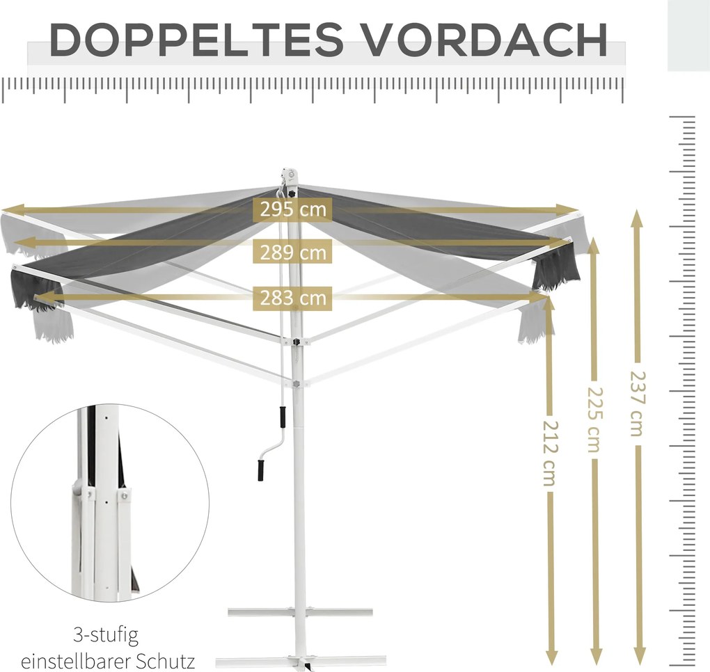 Outsunny markiza stojąca ogrodowa ze składanym ramieniem taras szara 3 x 3 m