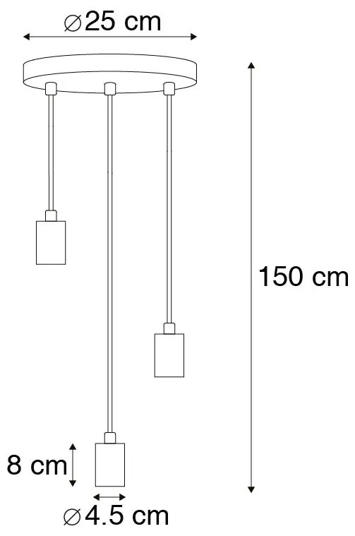 Industrialna lampa wisząca czarna 3-punktowa - FacilDesignerski Oswietlenie wewnetrzne