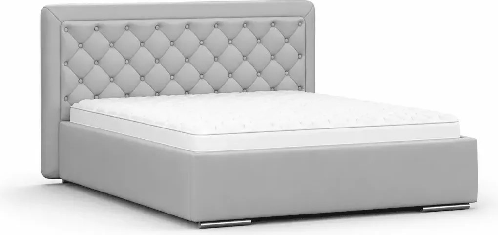 Łóżko ze stelażem Usilia 160x200 - dwuosobowe łoże tapicerowane w stylu chesterfield z pikowanym zagłówkiem w tkaninie do wyboru