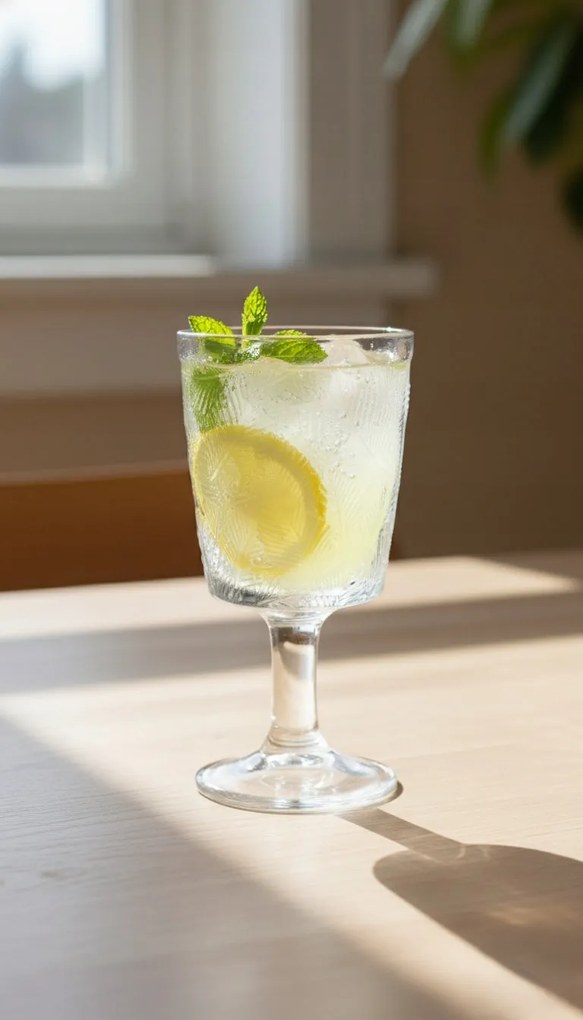 Kielich szklany 350 ml z tłoczonym wzorem liści elegancka szklanka na nodze
