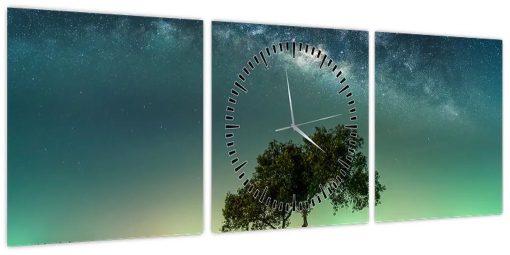 Obraz nocnego nieba (z zegarem) (90x30 cm)