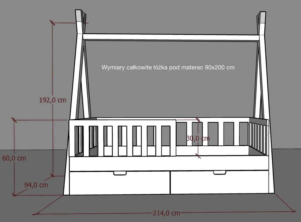 Drewniane łóżko dziecięce tipi Marulla 131G