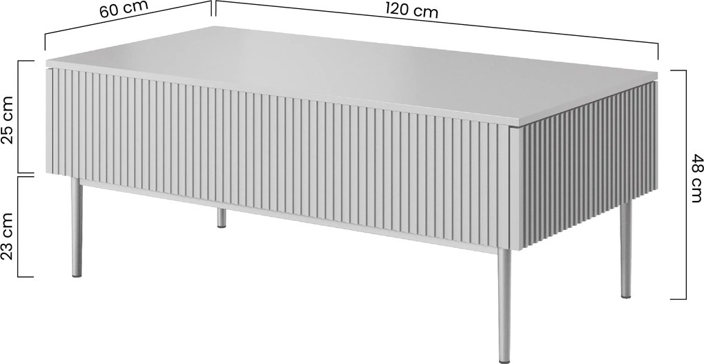 Stolik kawowy Nicole 120 cm - kaszmir / czarne nóżki