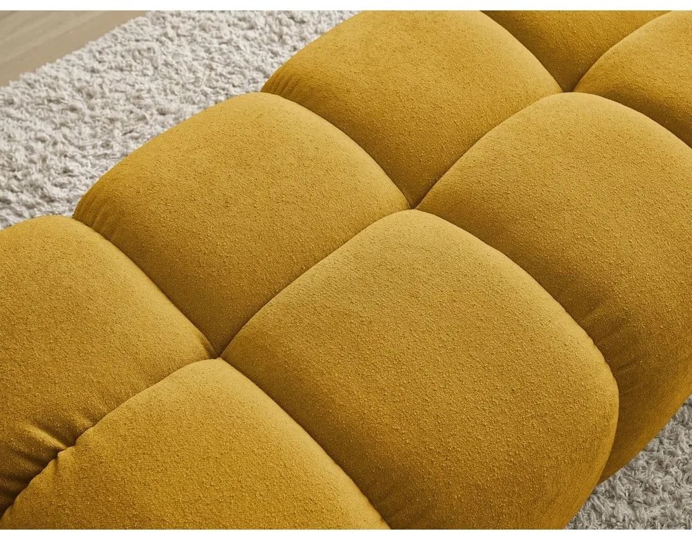 Musztardowy podnóżek z materiału bouclé Everest – Bobochic Paris