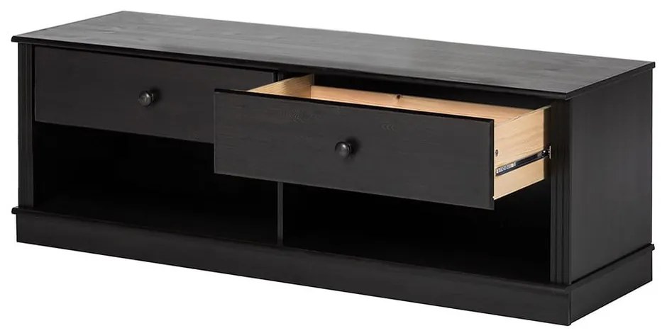 Ciemnobrązowa szafka pod TV z litego drewna sosnowego 137x47 cm Anita – Støraa