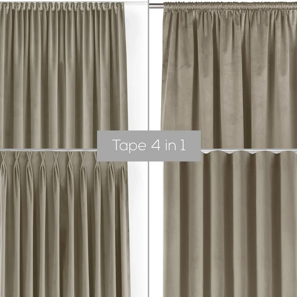 Beżowa aksamitna zasłona częściowo zaciemniająca (dimout) 530x250 cm Velto – Filumi