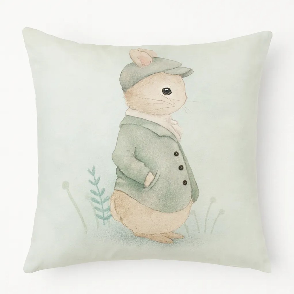 Poszewka dekoracyjna Wielkanocny zając w kaszkiecie 45x45 cm