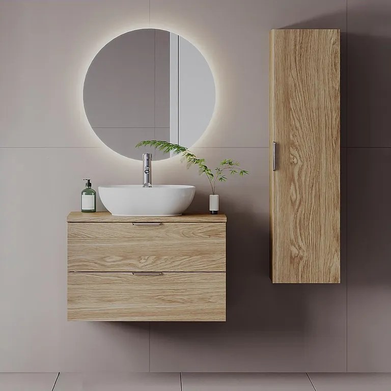 Zestaw do Łazienki 80cm Szafka z Blatem Dąb Olejowany Pile