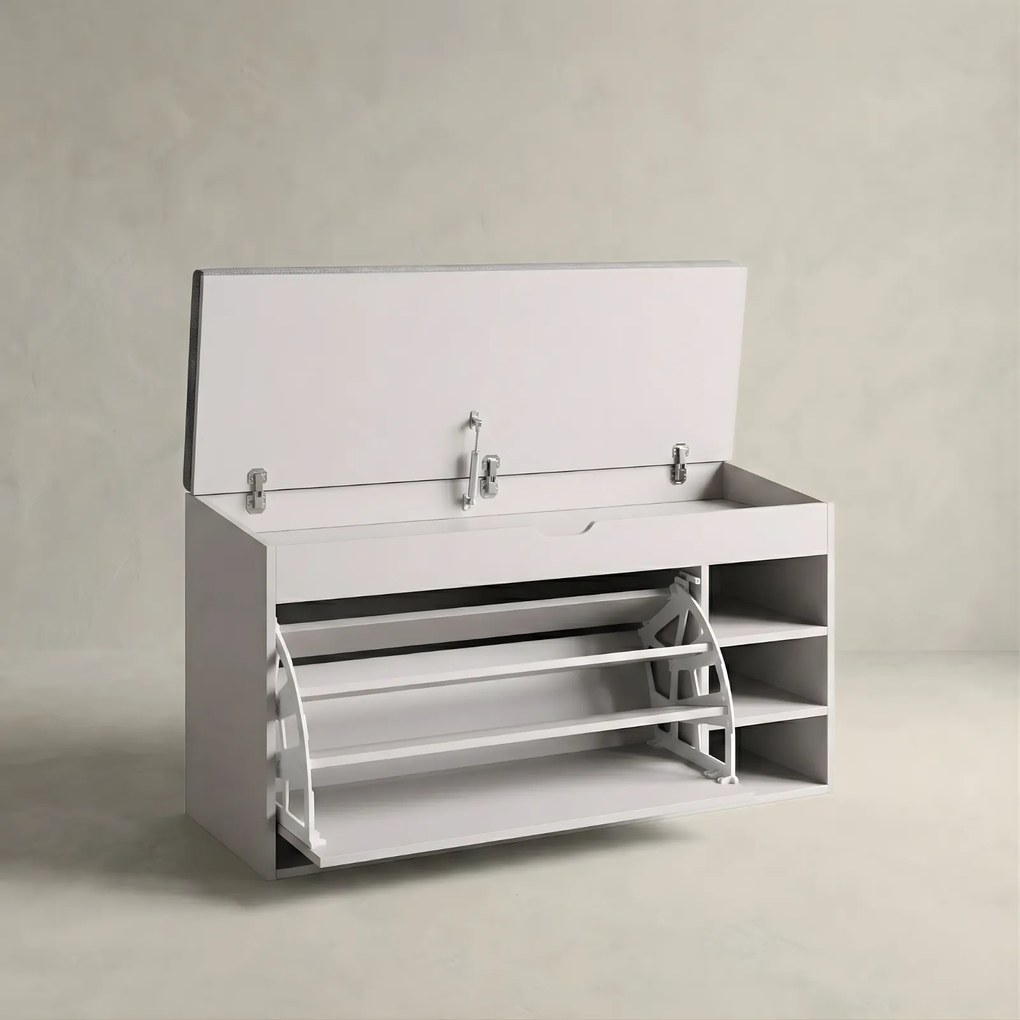 Szafka na buty z siedziskiem i wysuwanymi półkami GRADIA, 100 x 34 x 50 cm