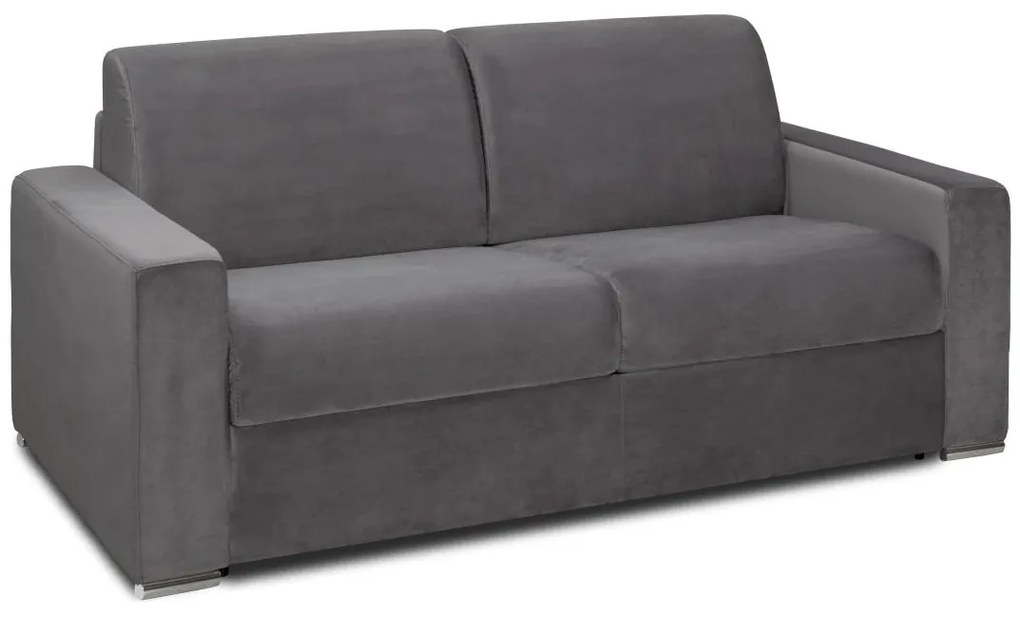 Kanapa 4-osobowa z ekspresowym mechanizmem rozkładania z weluru CALITO - Antracytowy - Wymiary miejsca do spania: 160 cm - Materac 14 cm