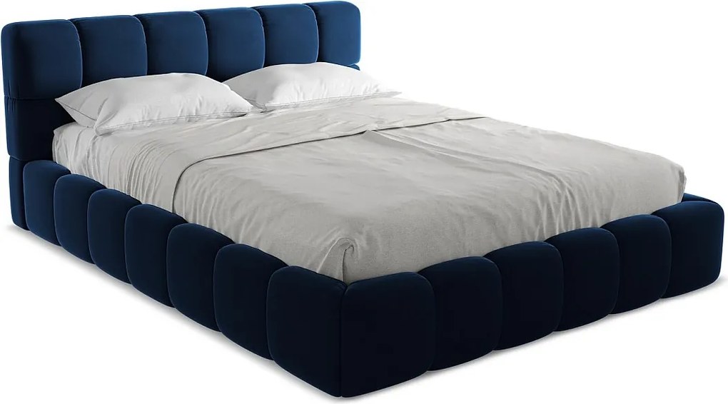 Łóżko 180 x 228 - z weluru - królewski niebieski - NALU