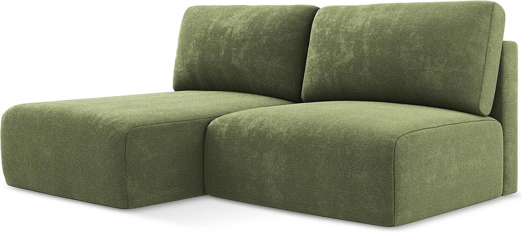 Otwarty Lewy narożnik z funkcją spania - z tkaniny szenilowej - zielony - KONA