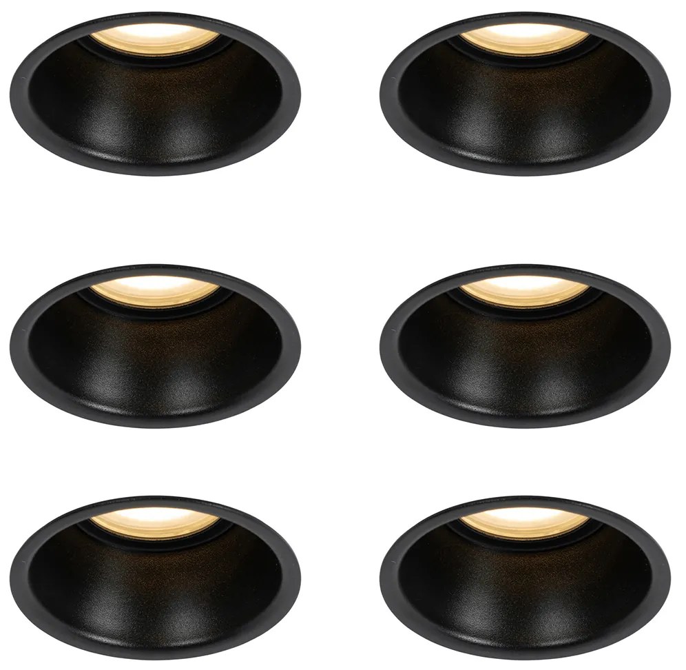 Zestaw 6 czarnych opraw LED GU10 50 mm IP44 - Dept