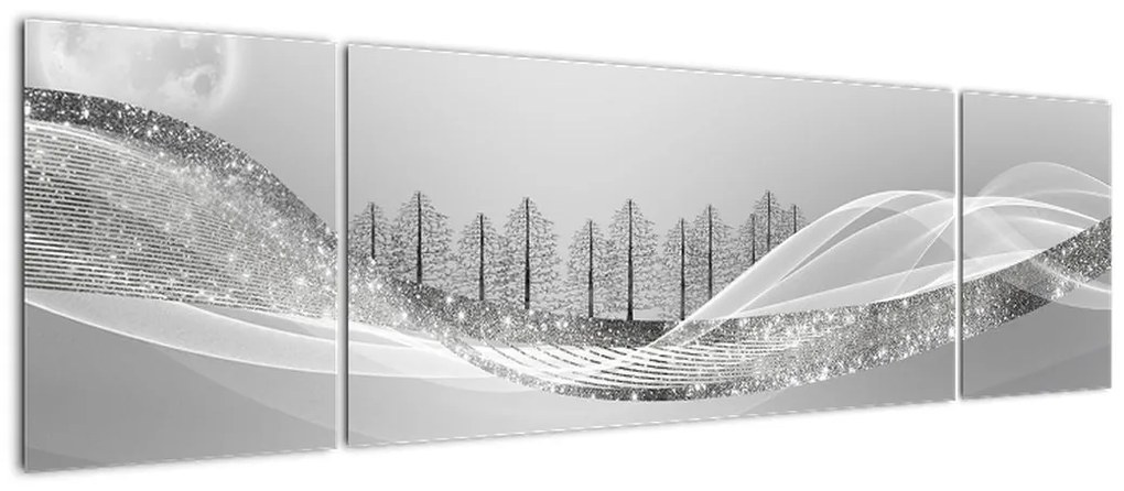 Obraz - Srebrny krajobraz (170x50 cm)