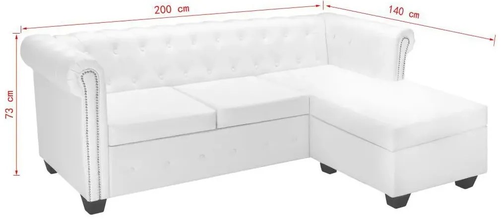 Narożnik z leżanką w stylu Chesterfield Xavier 4Q - biały
