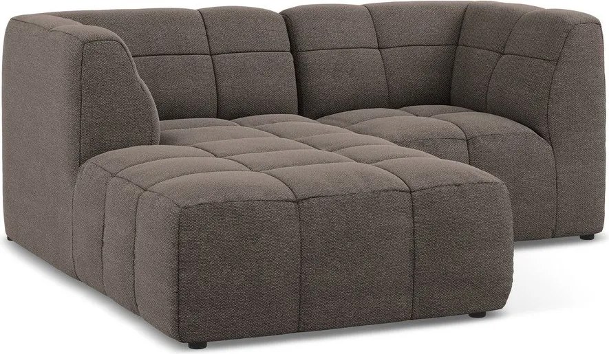 Brązowy narożnik z materiału bouclé (lewostronny/z szezlongiem) Aloha – Makamii