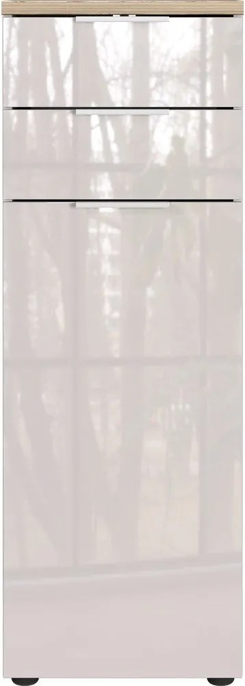 Kremowa wysoka/wąska szafka łazienkowa z połyskiem 39x112 cm Tavira – Germania