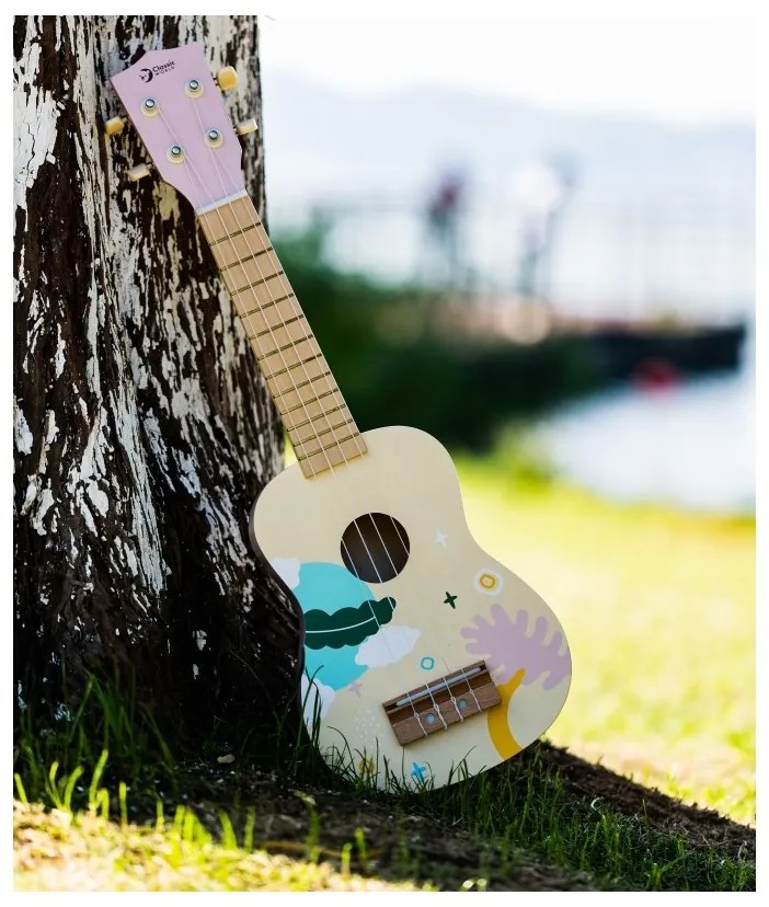 Classic world drewniane ukulele gitara dla dzieci niebieskie