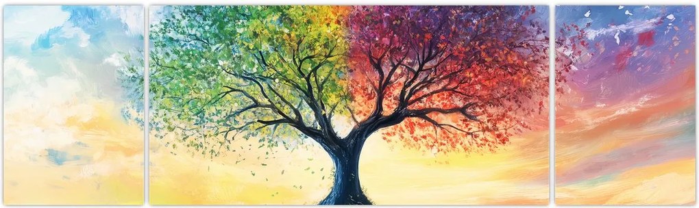 Obraz – Malowane drzewo czterech pór roku (170x50 cm)