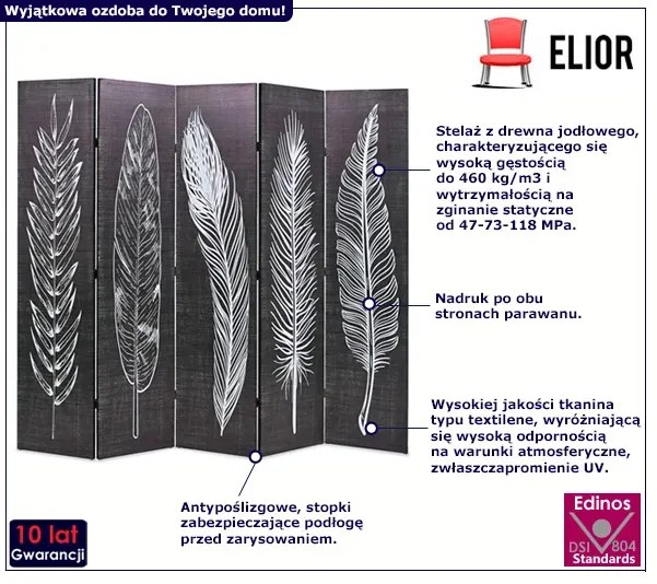 Nowoczesny parawan z nadrukiem - Korvi 3X 200 x 170 cm