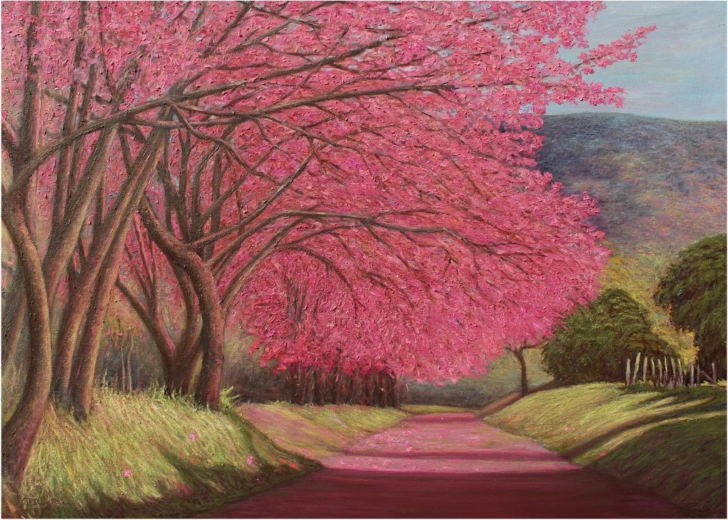 Obraz na szkle kwitnących drzew (70x50 cm)