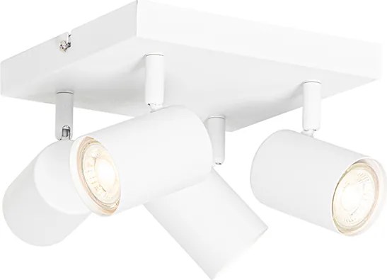 Nowoczesna lampa sufitowa biała 4-punktowa regulowana kwadratowa - Jeana