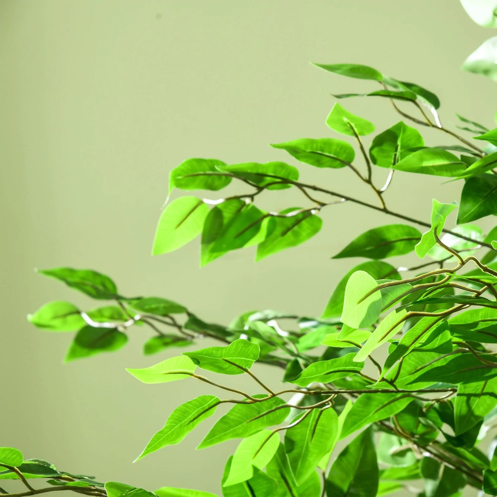 HOMCOM Sztuczny Ficus, realistyczny, łatwy w pielęgnacji, w komplecie z doniczką, wysokość 180 cm, Zielony