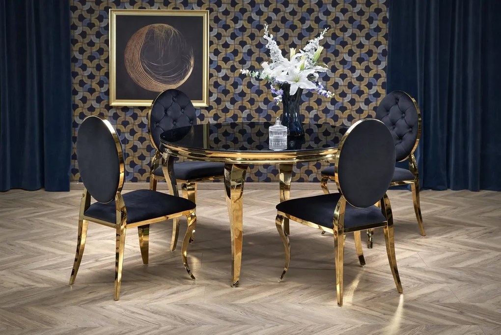 Krzesło tapicerowane K556 VELVET czarne/złote HALMAR