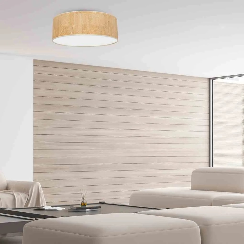 Lampa sufitowa korek, okrągła, biała CORK White/Cork 3xE27 Ø60cm