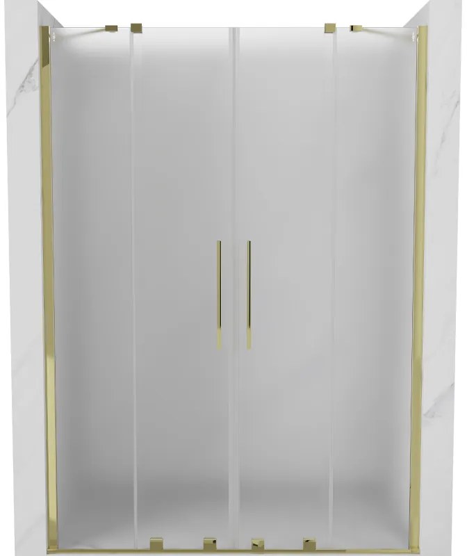 Mexen Velar Duo drzwi prysznicowe rozsuwane 140 cm, szron, złote - 871-140-000-32-50