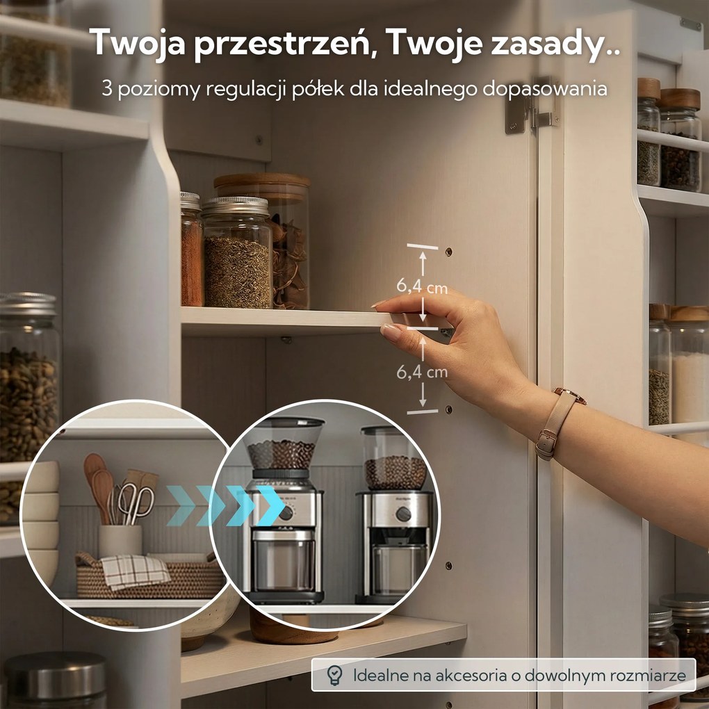 HOMCOM Szafka kuchenna 159 cm, regulowane półki, 2 szuflady, do kuchni, jadalni, płyta wiórowa, MDF, biały