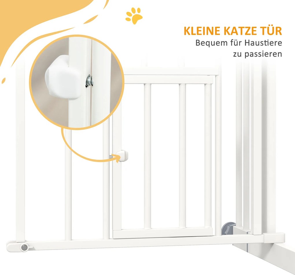 PawHut Zabezpieczenie Schodowe dla Psów, Bramka Ochronna, Automatyczne Zamykanie, Wymiar 100 cm x 4 cm x 76 cm, Biały