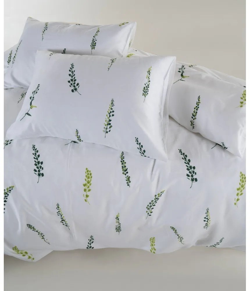 Biało-zielona pościel dwuosobowa z satyny bawełnianej 240x220 cm Marseille Floral – Mila Home Luxury