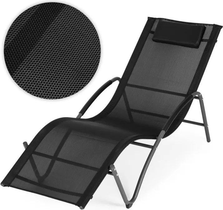 Leżak ogrodowy Sorella 033 - komfortowy, czarny leżak na taras, basen