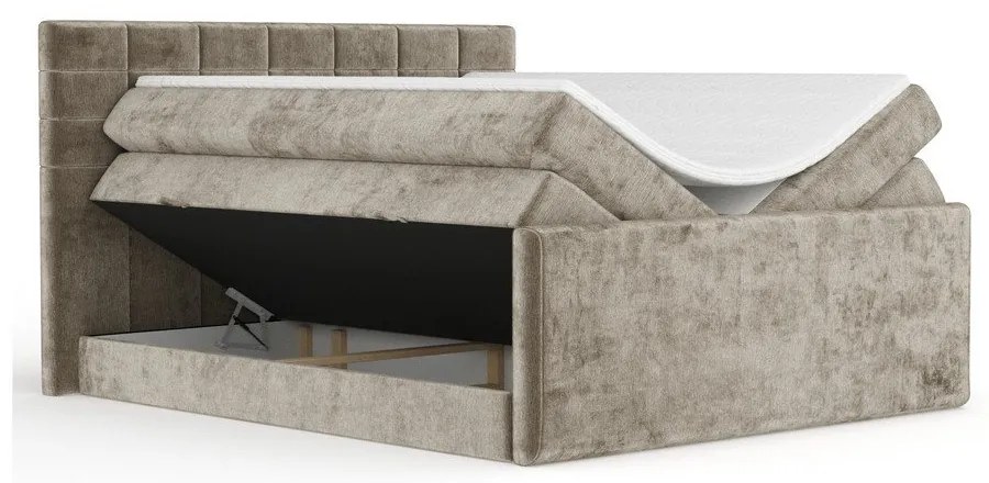 Jasnobrązowe łóżko kontynentalne ze schowkiem 200x200 cm Ava – Maison de Rêve