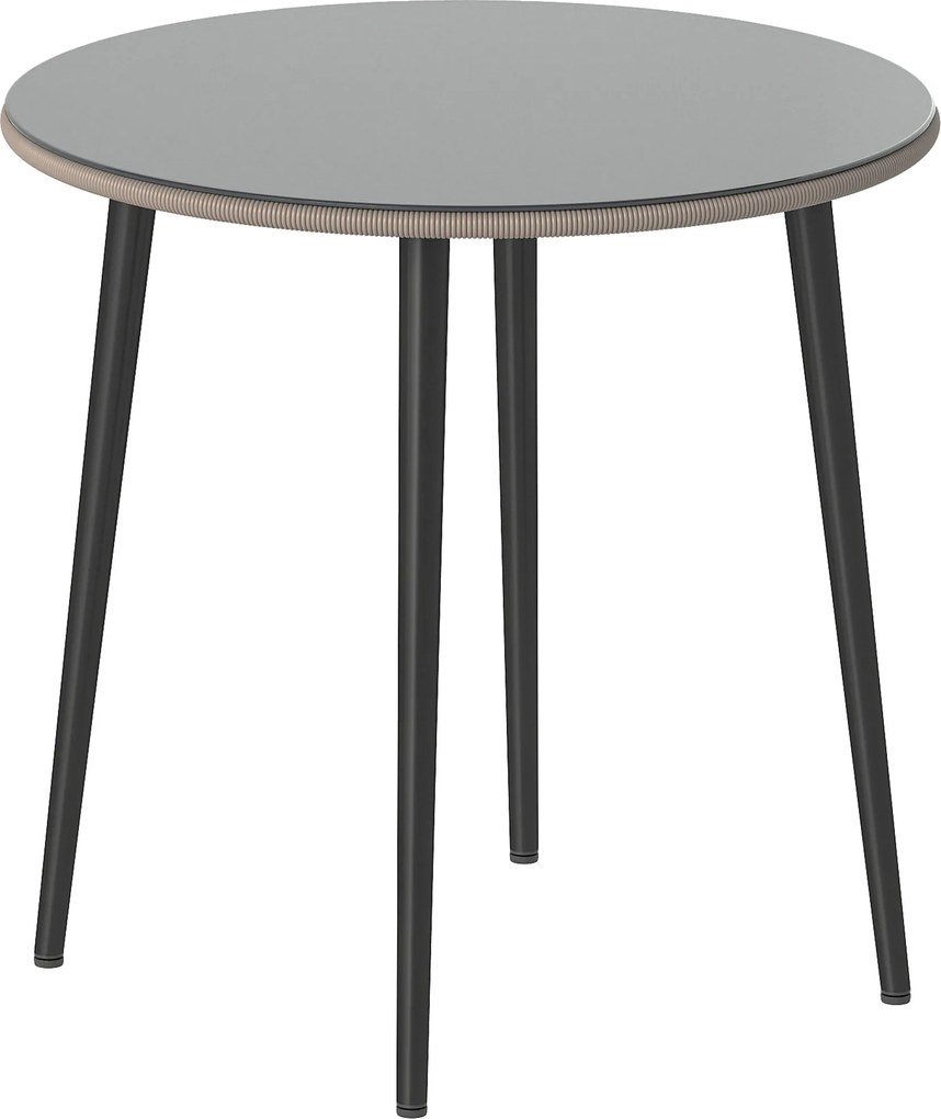 Outsunny Stół ogrodowy stalowy z rantem z PE-rattanu, regulowane nóżki, dla 4 osób, 80 x 80 x 74 cm, szary | Aosom PL