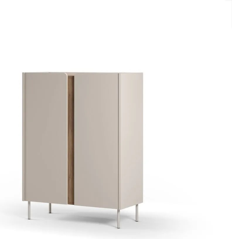 Kremowo-naturalna szafka w dekorze dębu 90x120x40 cm Lucile – Marckeric