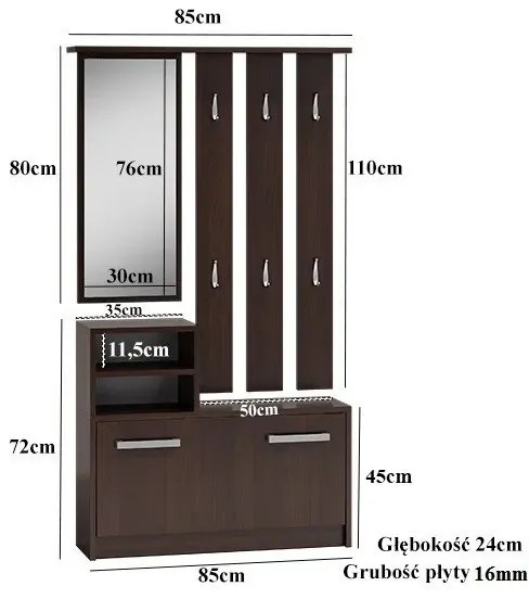 Komplet Mebli Do Przedpokoju Z Lustrem W3-N13
