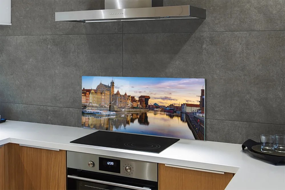 Panel Szklany Gdański Port o Wschodzie Słońca