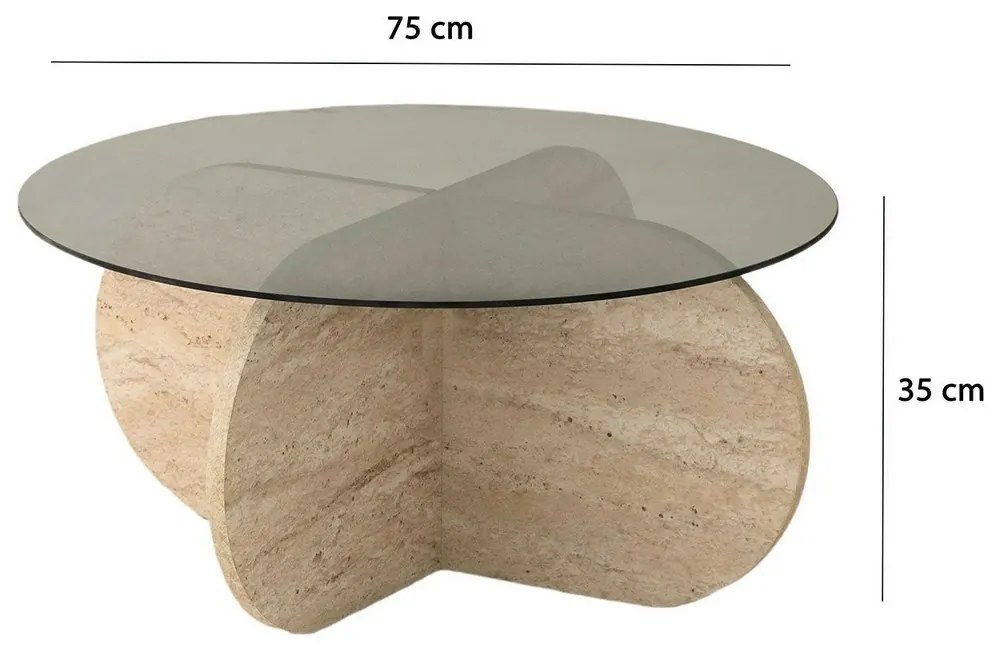 Stolik konferencyjny Bubble Travertine z ciemnym szkłem